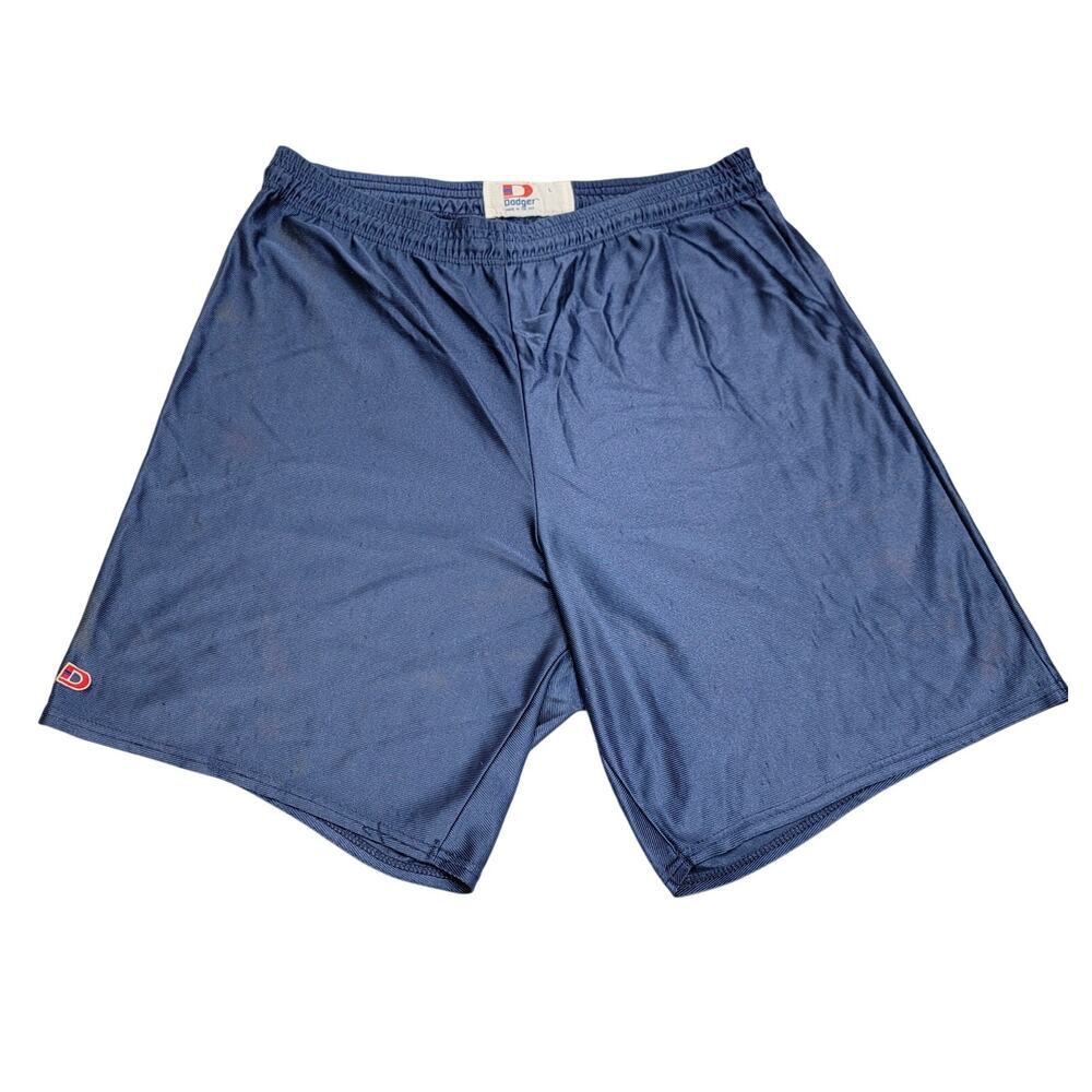Vtg Dodger Nylon Gym Shorts Mens L Navy Blue D Logo Athletic Made in USA READ